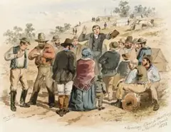 Sunday Camp Meeting, Forest Creek by S. T. Gill, 1852, watercolour on paper, sold Aug 2012