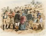 Sunday Camp Meeting, Forest Creek by S. T. Gill, 1852, watercolour on paper, sold Aug 2012