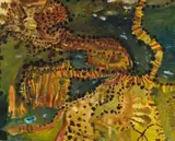 All Around The Harbour by John Olsen, 1963, oil on canvas on composition board, sold Aug 2012