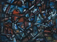 Experience by Roger Kemp, c.1964-66, synthetic polymer paint on paper on composition board, sold Aug 2012