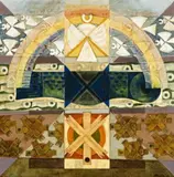 Rainbow Celebration by Leonard French, c.1977, enamel and hessian on composition board, sold Aug 2012