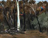 After The Bushfire by Albert Tucker, 1973, synthetic polymer paint on composition board, sold Aug 2012