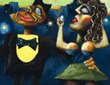 Flirtation by Albert Tucker, 1954, oil on composition board, sold Aug 2012