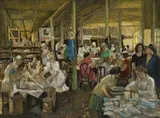 Papier Mache, Red Cross Auxiliary In Sydney by Ethel Carrick, c.1944, oil on canvas, offered Aug 2012