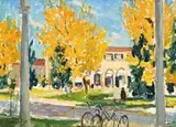 Colonnades Of Canberra’S Civic Centre by Ethel Carrick, oil on canvas board, sold Aug 2012