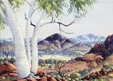 In The Macdonnell Ranges, Central Australia by Albert Namatjira, watercolour on paper, sold Aug 2012