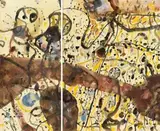 Dog In A Landscape by John Olsen, watercolour, gouache and pastel on paper, sold Aug 2012