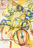 The Bicycle Riders by John Olsen, 1954, watercolour and pastel on paper, sold Aug 2012