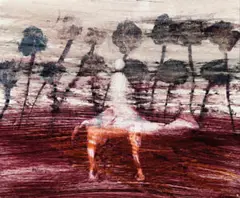 Explorer And Camel by Sidney Nolan, mixed media on paper, sold Aug 2012