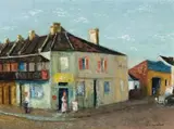Street Scene by Sali Herman, oil on canvas, sold Aug 2012