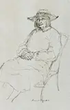 Seated Woman by Russell Drysdale, ink on paper, sold Aug 2012