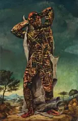 Man In Classical Landscape by James Gleeson, c.1953, oil on board, sold Aug 2012