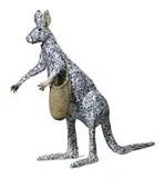 The Blue Collector by Danie Mellor, 2007, steel, porcelain, plaster, kangaroo fur and paws, with woven grass fibre dilly bag containing painted gumnuts and shells, sold Aug 2012
