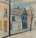Street Scene, Fitzroy by Lina Bryans, oil on canvas on composition board, sold Aug 2012