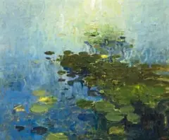 Waterlilies by Lawrence Daws, 1983, oil on composition board, sold Aug 2012