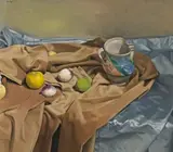 Still Life by Brian Dunlop, 1980, oil on canvas on composition board, sold Aug 2012