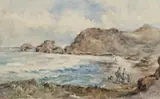 Figures On Beach by Herbert Woodhouse, 1923, watercolour on paper, sold Aug 2012