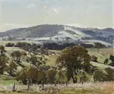 The Hills Near Gundagai, Nsw by Robert Johnson, oil on canvas on composition board, offered Aug 2012