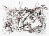 Springwood by Garry Shead, 1999, pen and ink on paper, sold Aug 2012