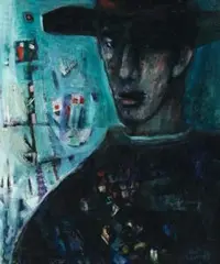 Protagonist by Michael Kmit, 1963, oil on composition board, sold Aug 2012