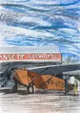 Transport: Ansett Airlines First Flight From Hamilton To Melbourne, March by Michael Shannon, 1984, pastel on paper, sold Aug 2012