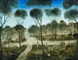 Crossroad by Pro Hart, 1974, oil on composition board, sold Aug 2012