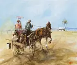 The Rabbiter And His Missus by Hugh Sawrey, oil on canvas, sold Aug 2012