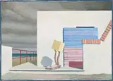 Study For Morning Practice, Baia by Jeffrey Smart, 1969, oil on canvas on composition board, sold May 2012