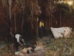 Settler’S Camp by Arthur Streeton, 1888, oil on canvas, sold May 2012