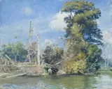 An Island On The Tweed, N.S.W. by Tom Roberts, 1920, oil on canvas on board, sold May 2012