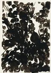 Crow In A Plum Tree by Brett Whiteley, 1978, ink on paper, sold May 2012