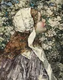 Girl In Spring Blossoms by Edward Atkinson Hornel, 1910, oil on canvas, offered May 2012
