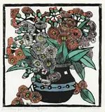 Australian Gum Blossoms by Margaret Preston, 1928, hand-coloured woodcut, sold May 2012