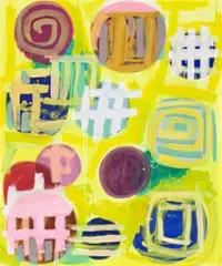 Yellow Painting With White Squares by Angela Brennan, 2003, oil on linen, sold May 2012