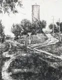 Wooli Watertower by Nicholas Harding, 1996, ink on paper, offered May 2012