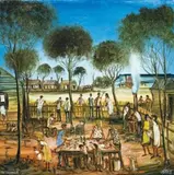 The Barbeque by Pro Hart, oil on composition board, sold May 2012