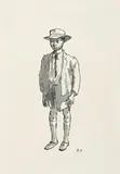 The New Suit by Russell Drysdale, 1960s, ink on paper, sold May 2012