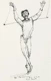 Man On Flying Trapeze by Russell Drysdale, 1965, ink on paper, sold May 2012