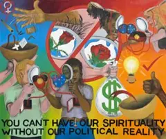 You Can’T Have Our Spirituality by Gordon Hookey, oil on canvas, sold Apr 2012