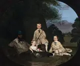 Masters George, William And Miss Harriet Ware With The Aborigine Jamie Ware by Robert Dowling, 1856, oil on canvas, sold May 2007