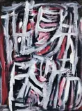 UNTITLED (RED, BLACK AND WHITE), c.1958, VERSO: SEATED NUDE by Tony Tuckson, oil on cardboard, sold May 2007