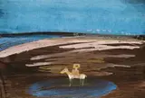 Kelly On Horse by Sidney Nolan, mixed media on paper on board, sold May 2007