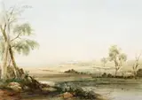 Salisbury Court, New England by Conrad Martens, c.1852, watercolour on paper, offered May 2007