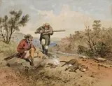 Hunters And Game by S. T. Gill, watercolour, sold May 2007