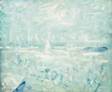 Boats In A Landscape (Scene At Wangi-Boats And High Wind) by William Dobell, c.1960, oil on composition board, offered May 2007
