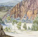 GLEN HELEN FIRST GAP, FINKE RIVER c.1945-50 by Albert Namatjira, c.1945-50, watercolour on paper, sold May 2007