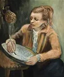 Girl Decorating Ceramic – Mary Boyd by John Perceval, 1947, oil on canvas on composition board, sold May 2007