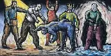 Drawing (Figure Group) by Peter Booth, c.1995, pastel and charcoal on paper, sold May 2007