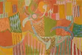 ABSTRACT c.1950-55 by John Molvig, c.1950-55, oil on composition board, offered May 2007
