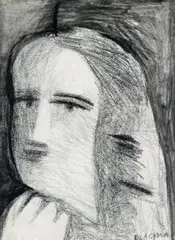 Head Study by Charles Blackman, charcoal on paper, offered May 2007